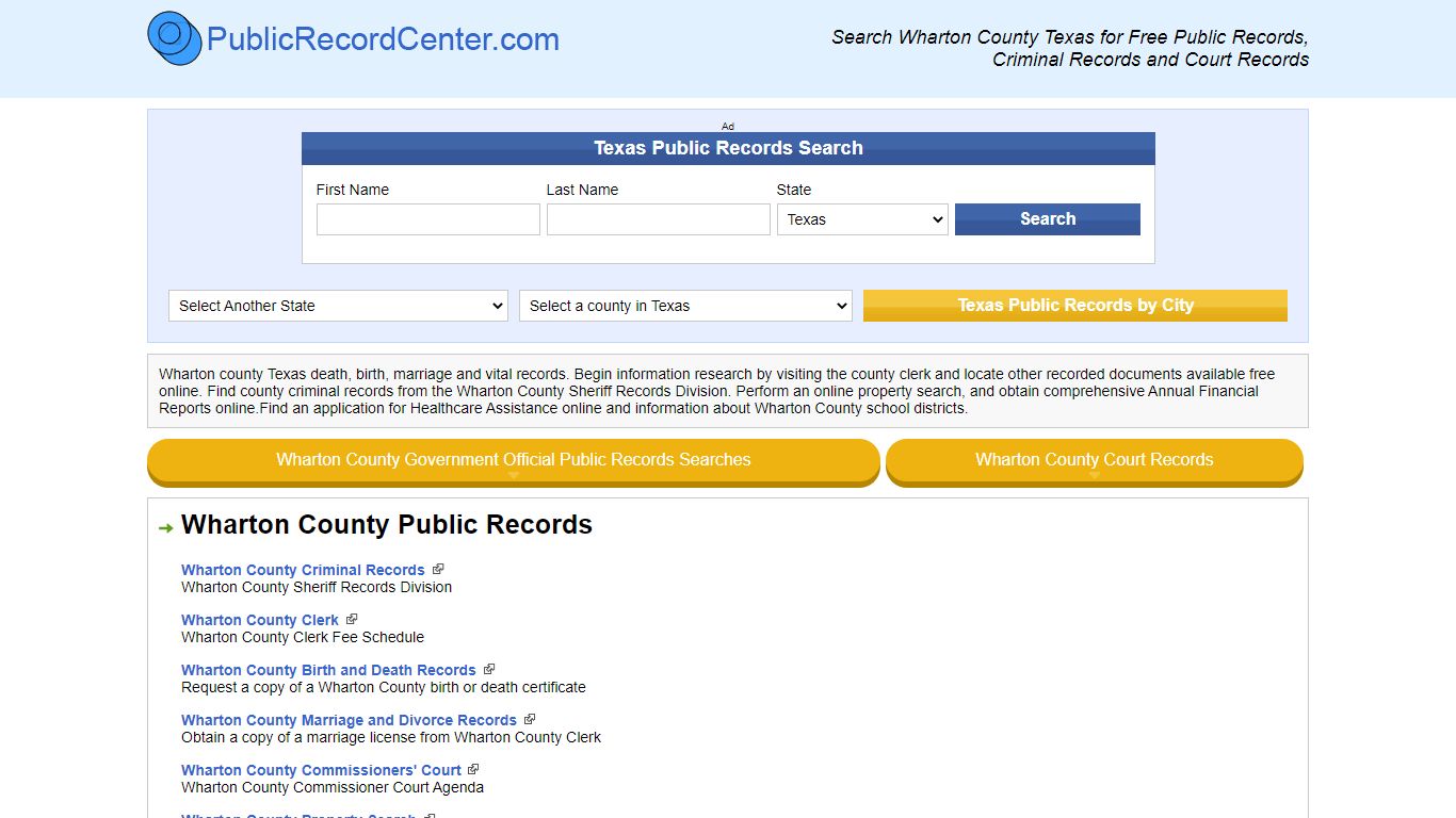 Wharton County Texas Free Public Records - Court Records ...