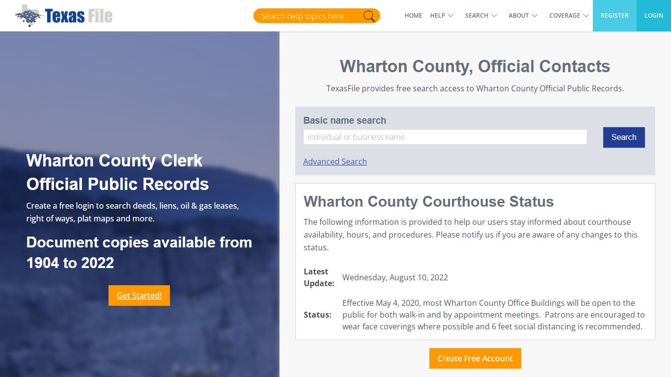 Wharton County Clerk Official Public Records | TexasFile